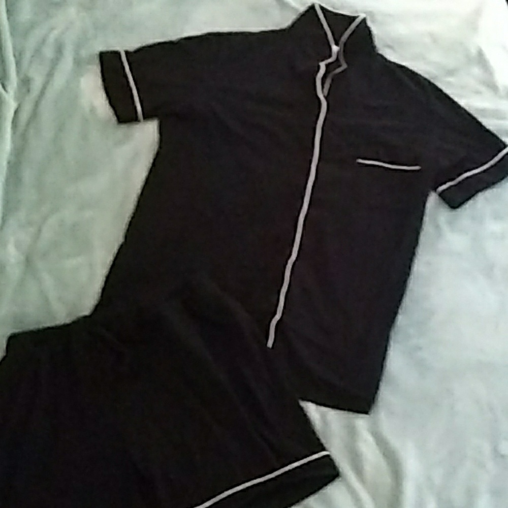 100% Cotton Black pajama short set women's large